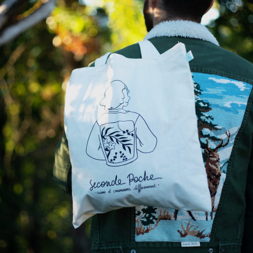 illustration réalisée par Petite Mo pour la marque d'upcycling Seconde Poche, branding, print