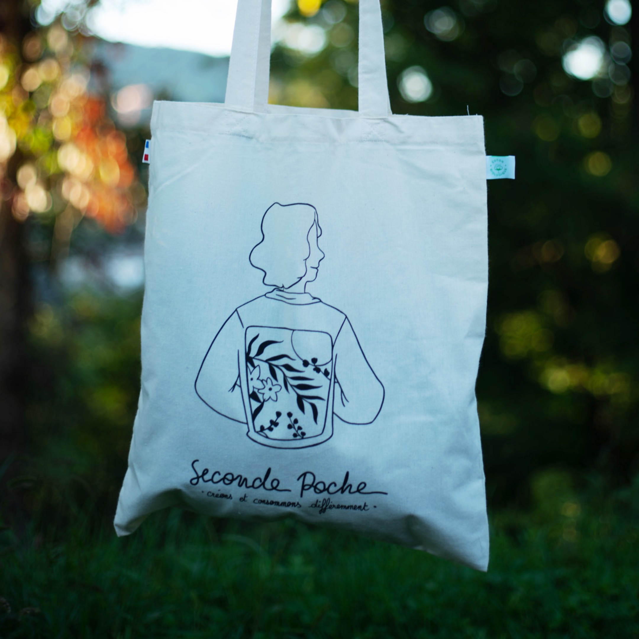 illustration réalisée par Petite Mo pour la marque d'upcycling Seconde Poche, branding, print